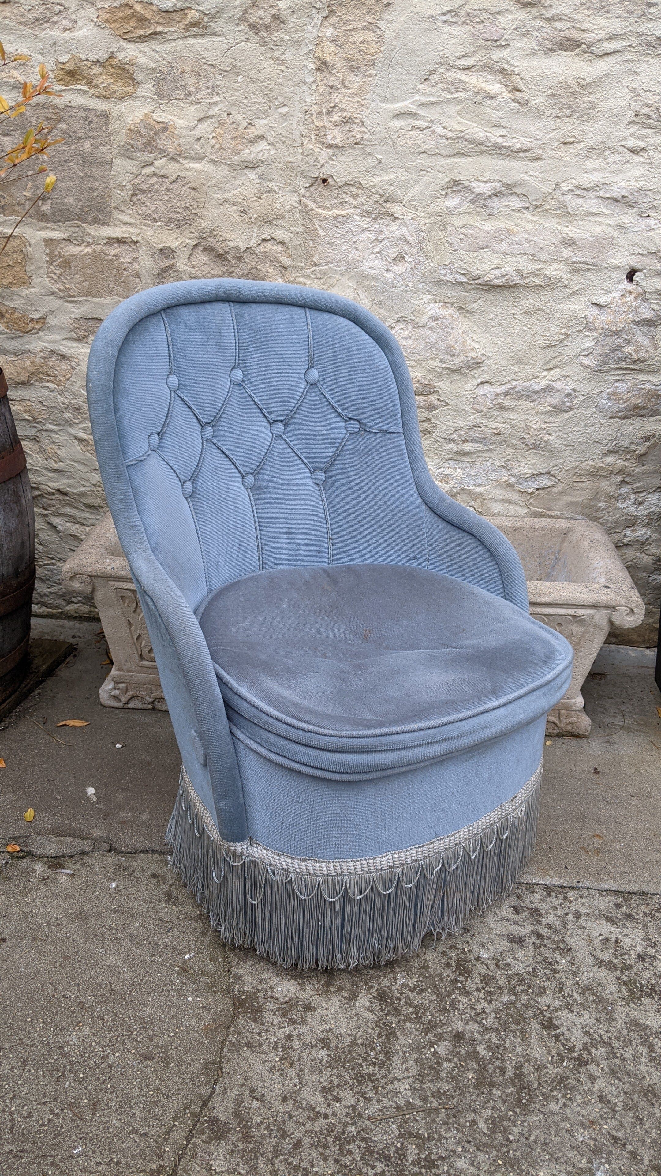 Chauffeuse velours bleu lagon