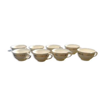 Serving of 8 golden porcelain coffee cups Villeroy and Boch Saar 50s/60s