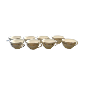 Serving of 8 golden porcelain coffee cups Villeroy and Boch Saar 50s/60s