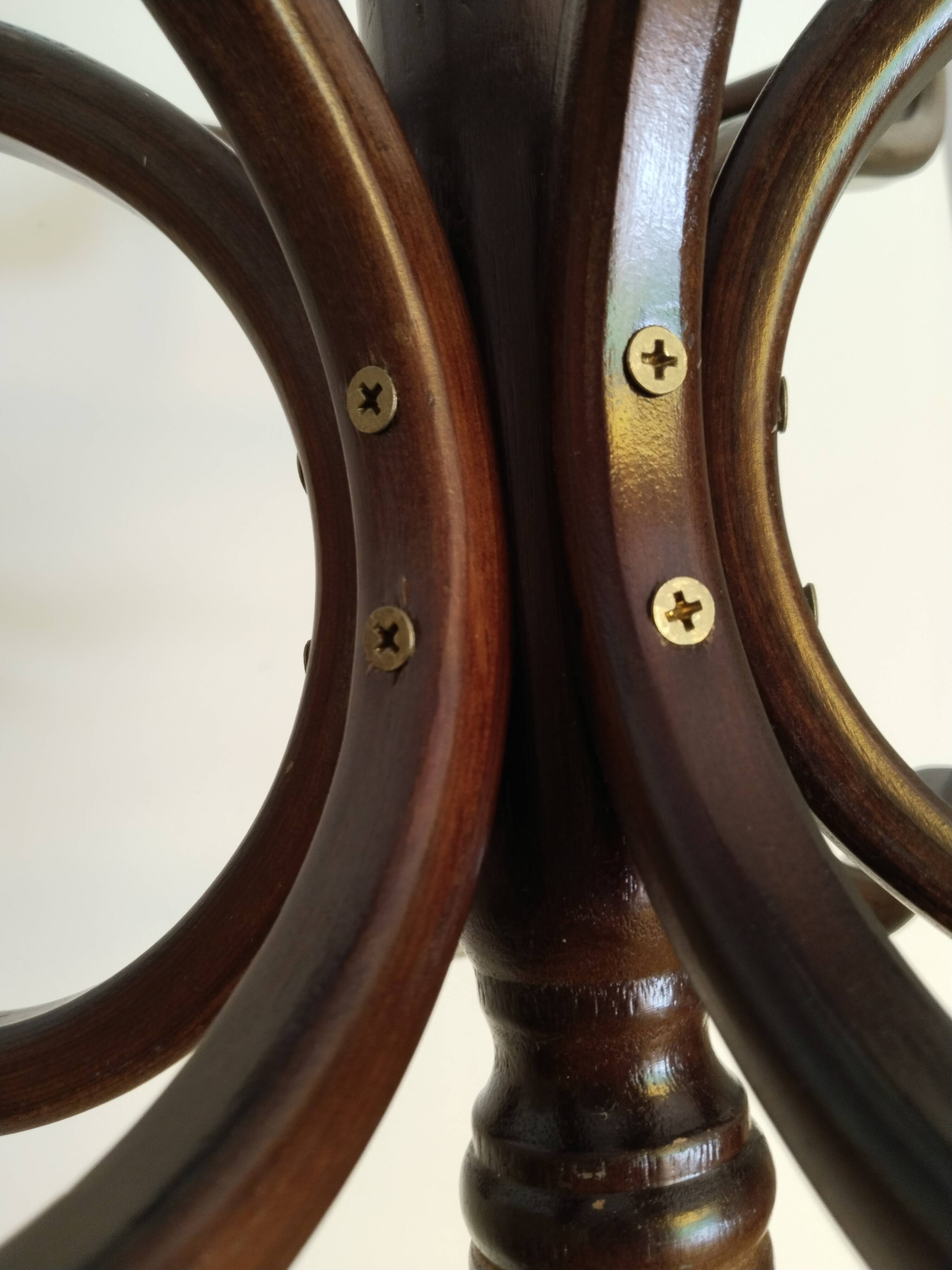 Parrot coat rack, Thonet style, Baumann, turned wood, 1950s