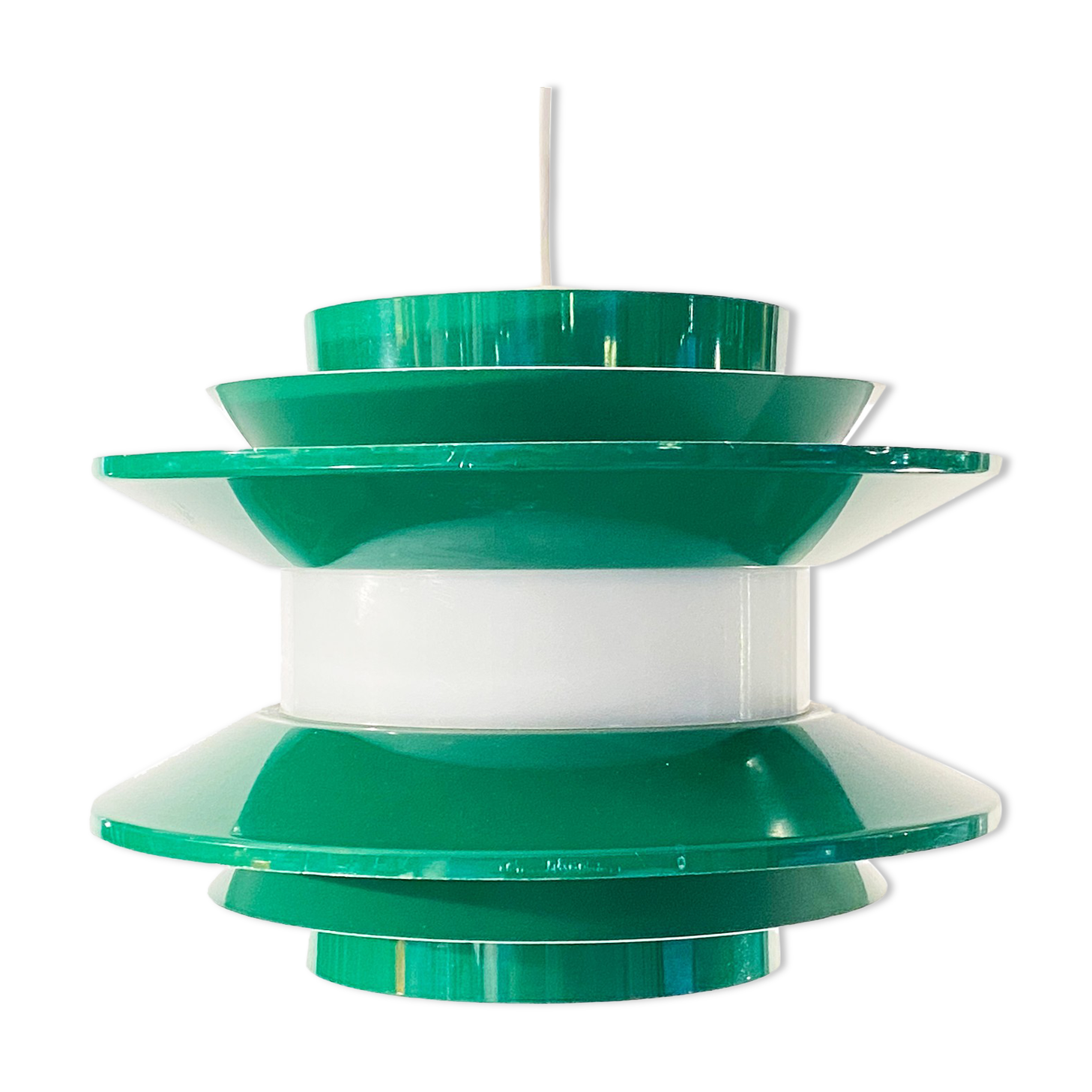 Pendant light "Trava" green version by Carl Thore for Granhaga Metallindustri. Sweden 1970s
