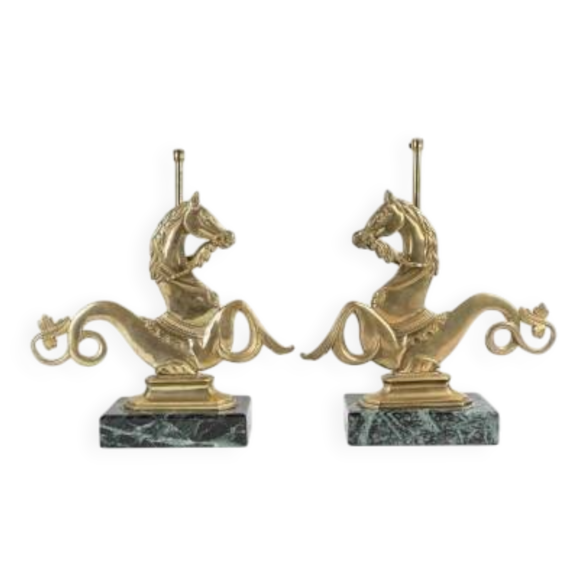 Pair of marble and bronze lamp bases, 20th century