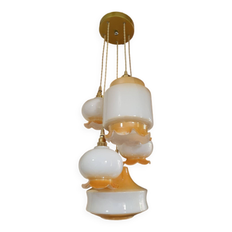 Suspension plafonnier 5 opalines
