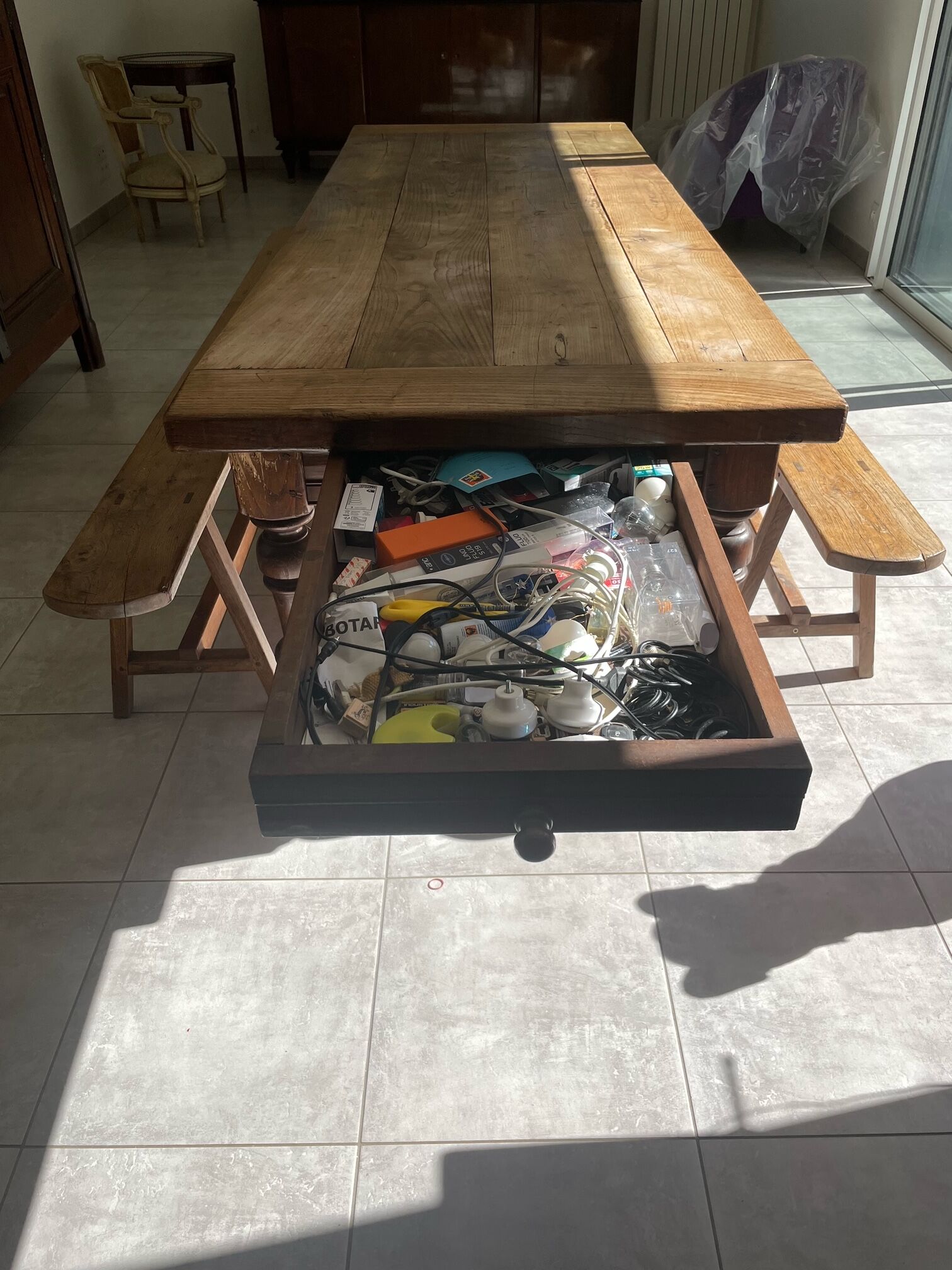 Castle, farm, convent kitchen table