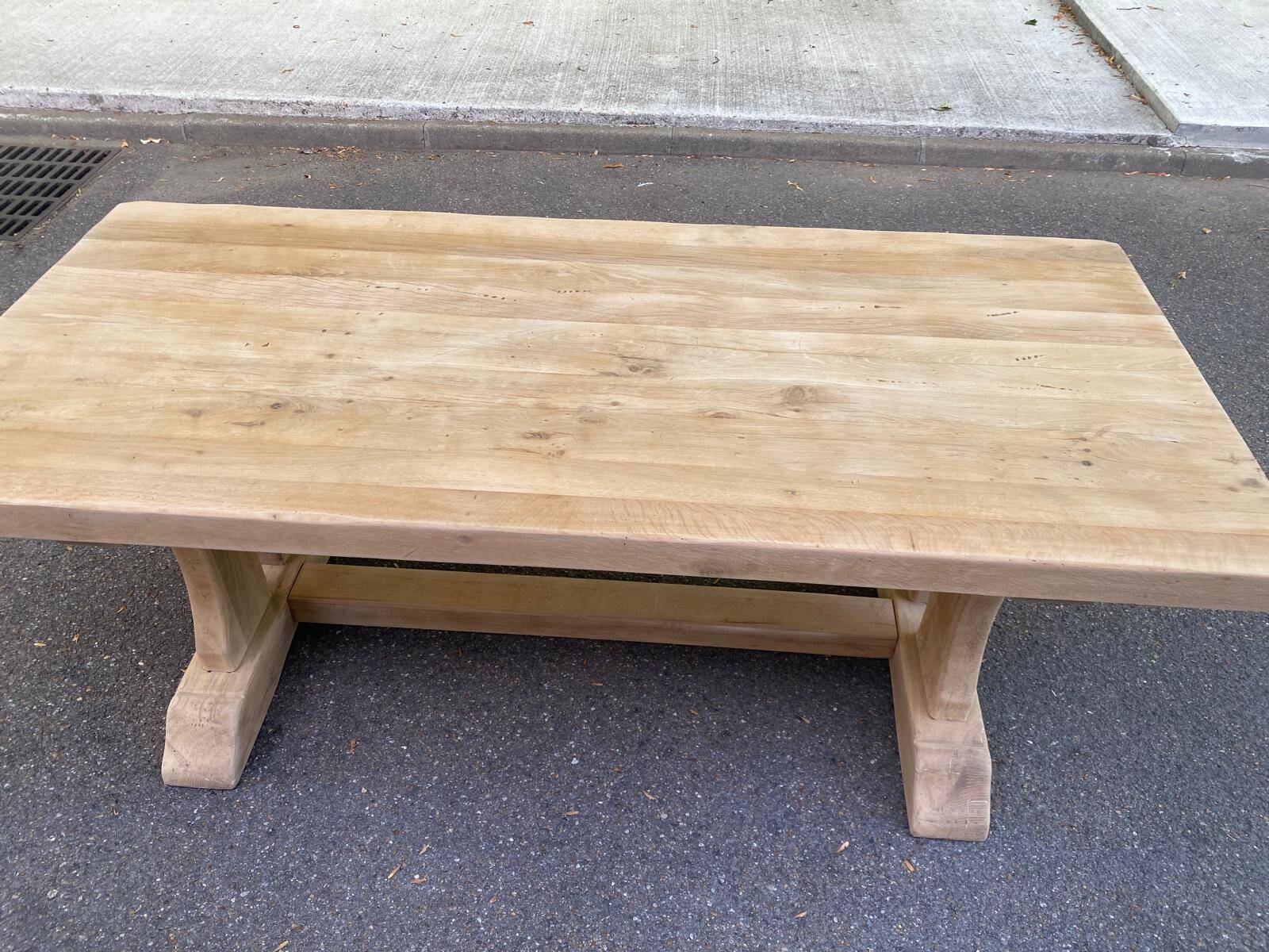 Large extendable monastery table stripped in raw solid oak 200 cm