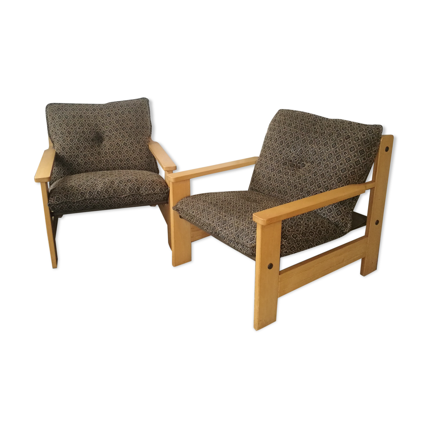 Paire de fauteuils vintage en bois