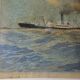 Watercolor of a liner at sea signed taboureau georges known as sandy-hook (1879-1960)