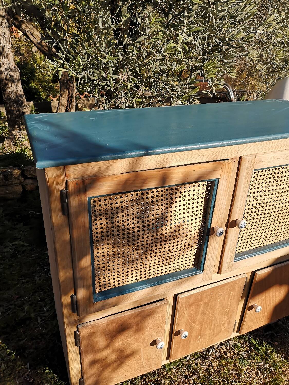 Two-piece wooden sideboard