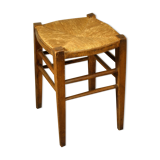 Wood and straw farm stool