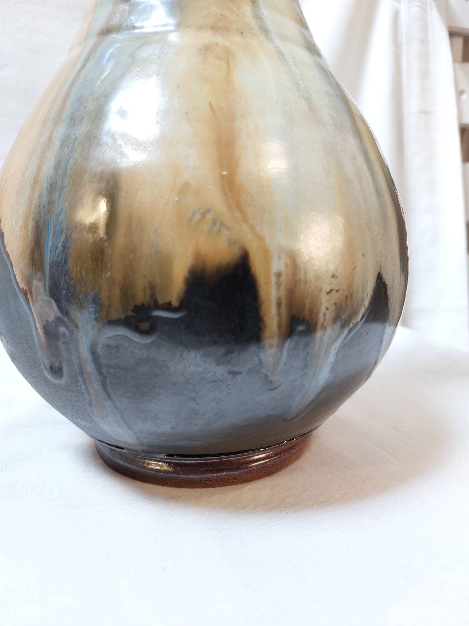 Grand vase en grès flammé de Boufflioux signé GUÉRIN - Années 30