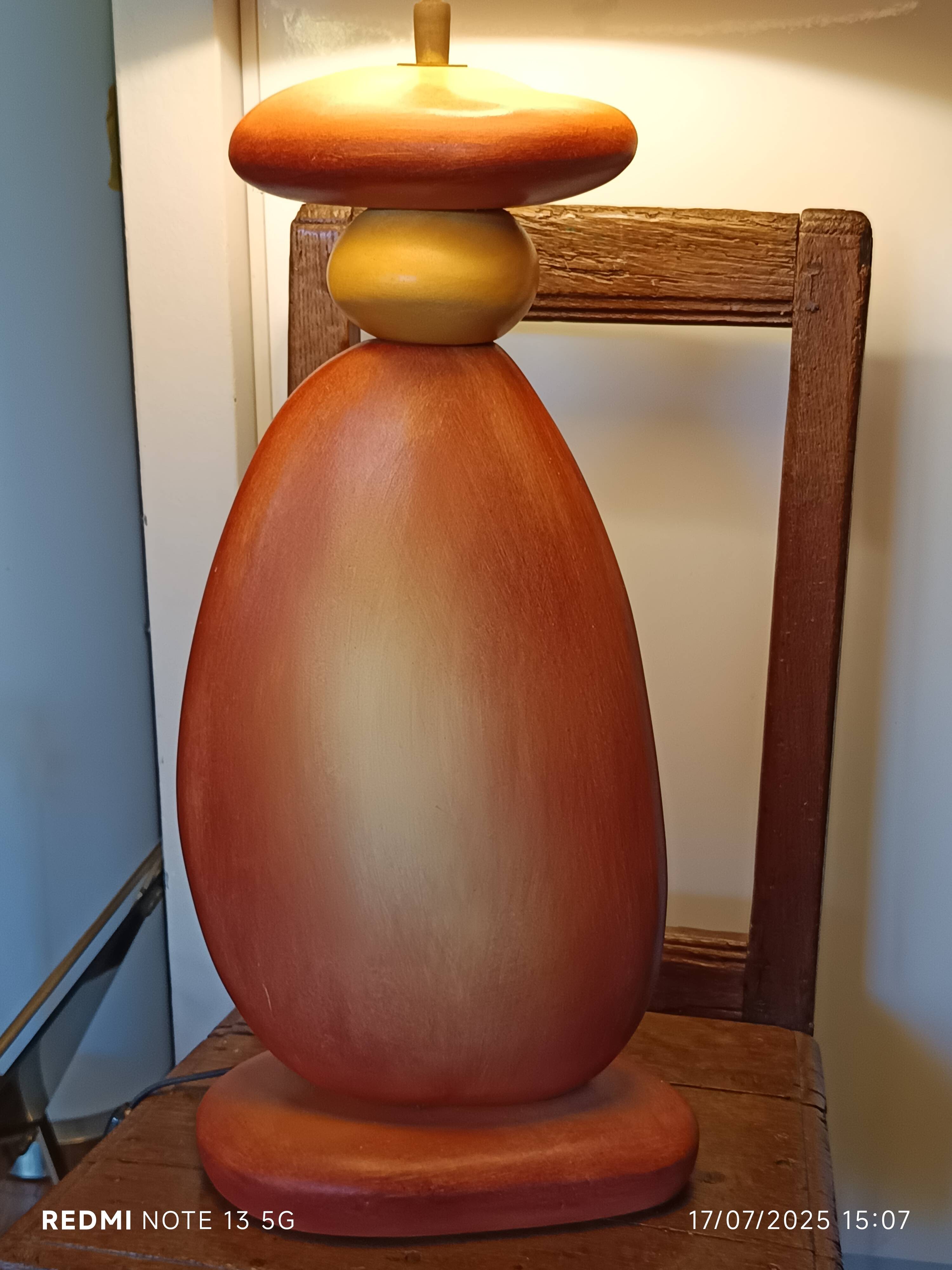 ceramic pebble lamp 1990 signed François Chatain