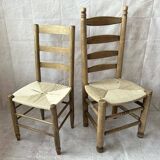 Paire de chaises campagnarde bois et corde