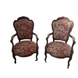 Coppia di Poltrone d'Epoca - Stile Luigi XV (Anni '60) in Pregiato Ciliegio