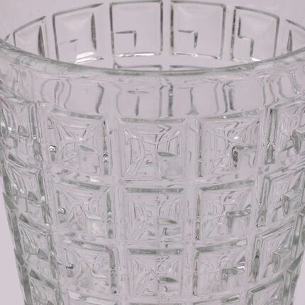 Grand vase en verre épais à motifs géométriques OXO - Hauteur 25 cm