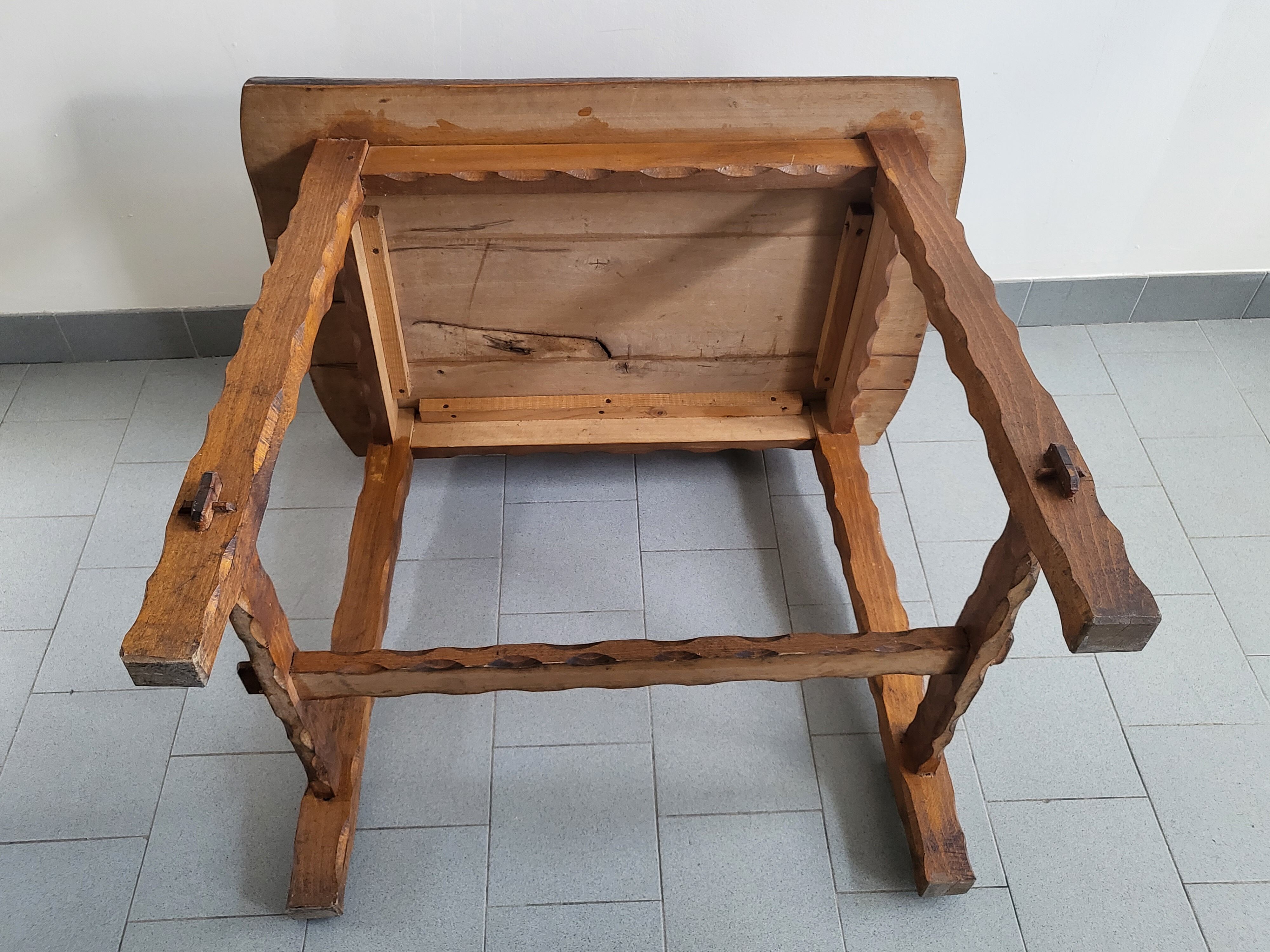 Vintage brutalist oak table 1970