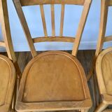 Set of 5 Luterma light blond wood bistro chairs from the 50s