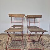 Set of 4 folding chairs for old bistro, guinguette, brasserie