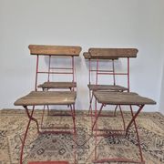 Set of 4 folding chairs for old bistro, guinguette, brasserie