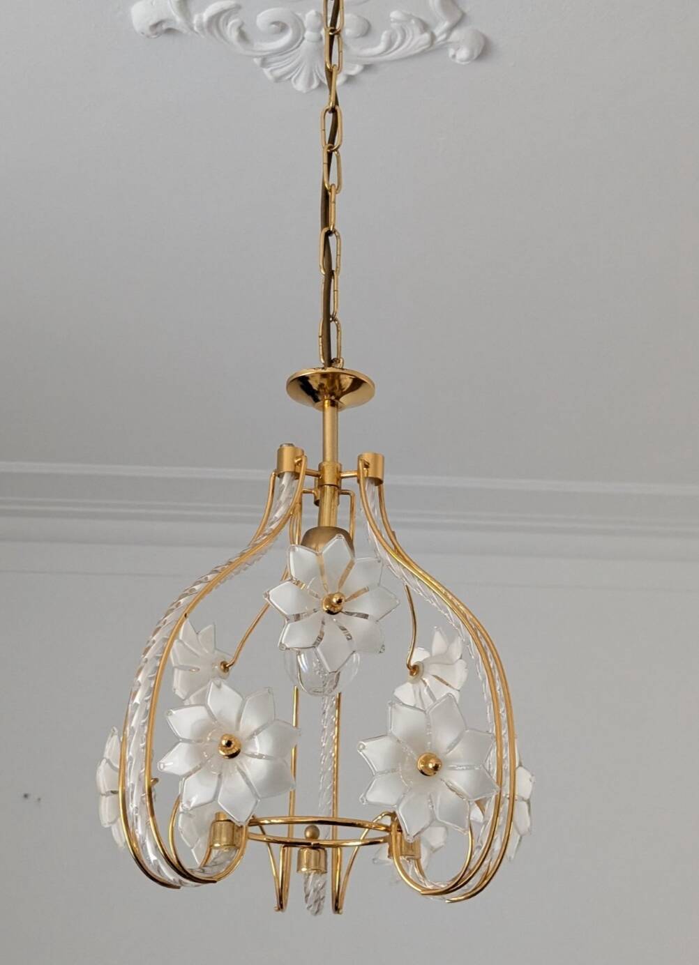 Lampadario vintage in vetro di Murano – "Bocciolo di Fiore" - Altezza