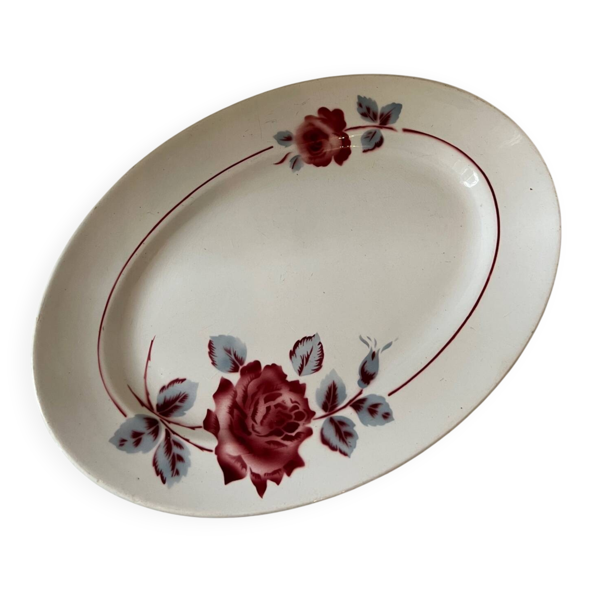 Badonviller oval serving platter, Monique roses pattern