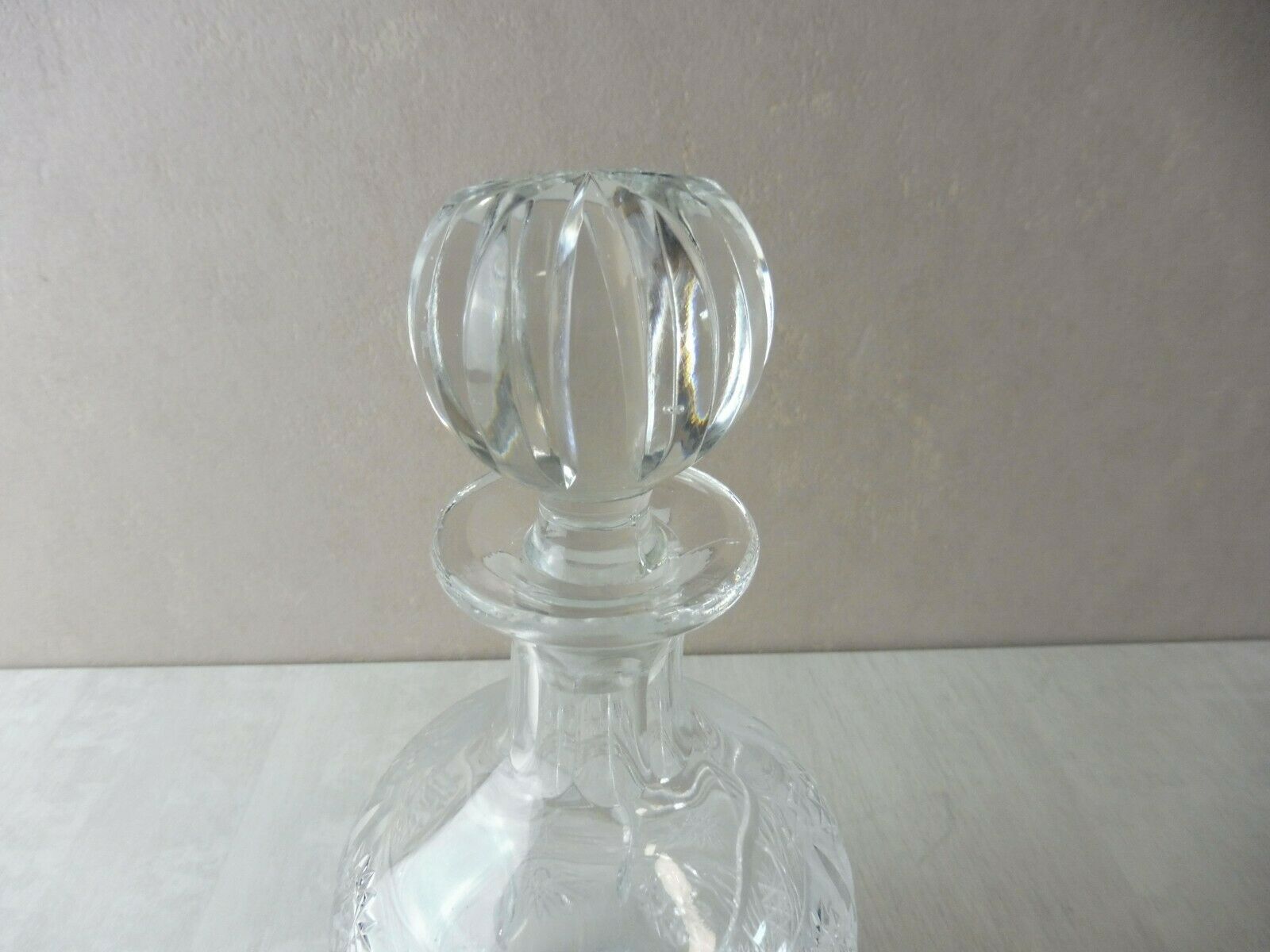 Old carved crystal decanter, star décor
