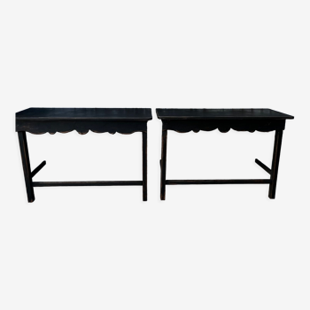 Pair of black patinated consoles