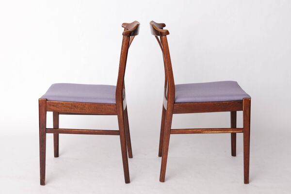 Paire de chaises suédoises vintage par LBG Group – années 1970, hêtre et tissu violet