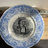 Set of 6 talking plates - creil and montereau France