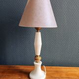 Vintage Table Lamp in White Marble and Brass
