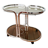 Chrome serving trolley with 70s design