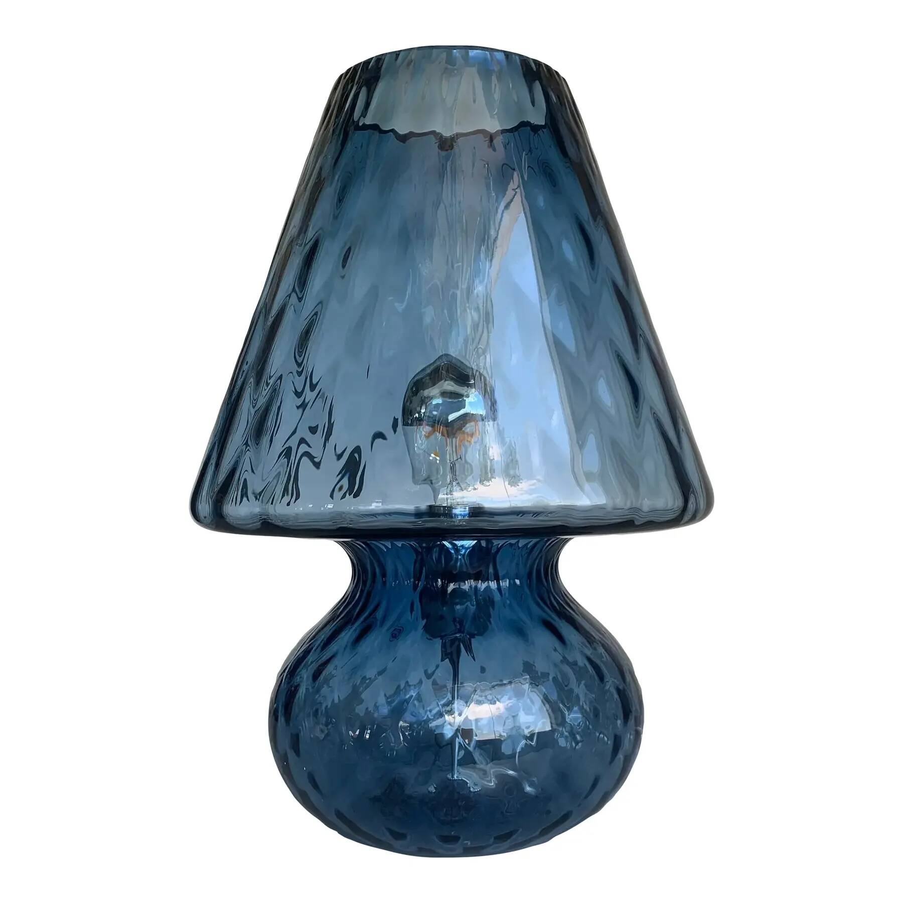 Murano-Inspired Blue Glass Lamp with “Ballotton” Texture