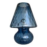 Murano-Inspired Blue Glass Lamp with “Ballotton” Texture