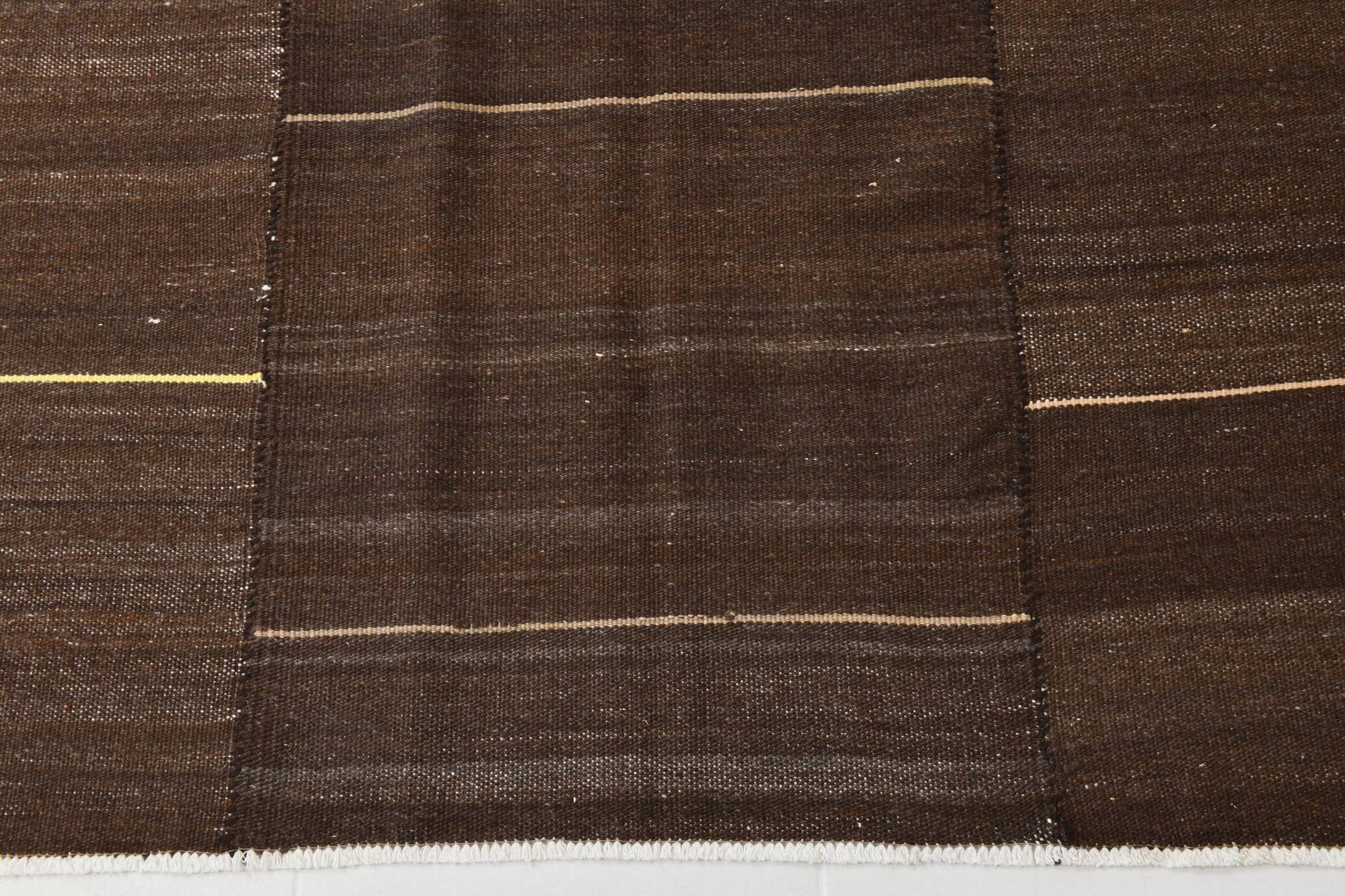 5x8 Dark Brown Ethnic Turkish Kilim Rug, 169x238Cm
