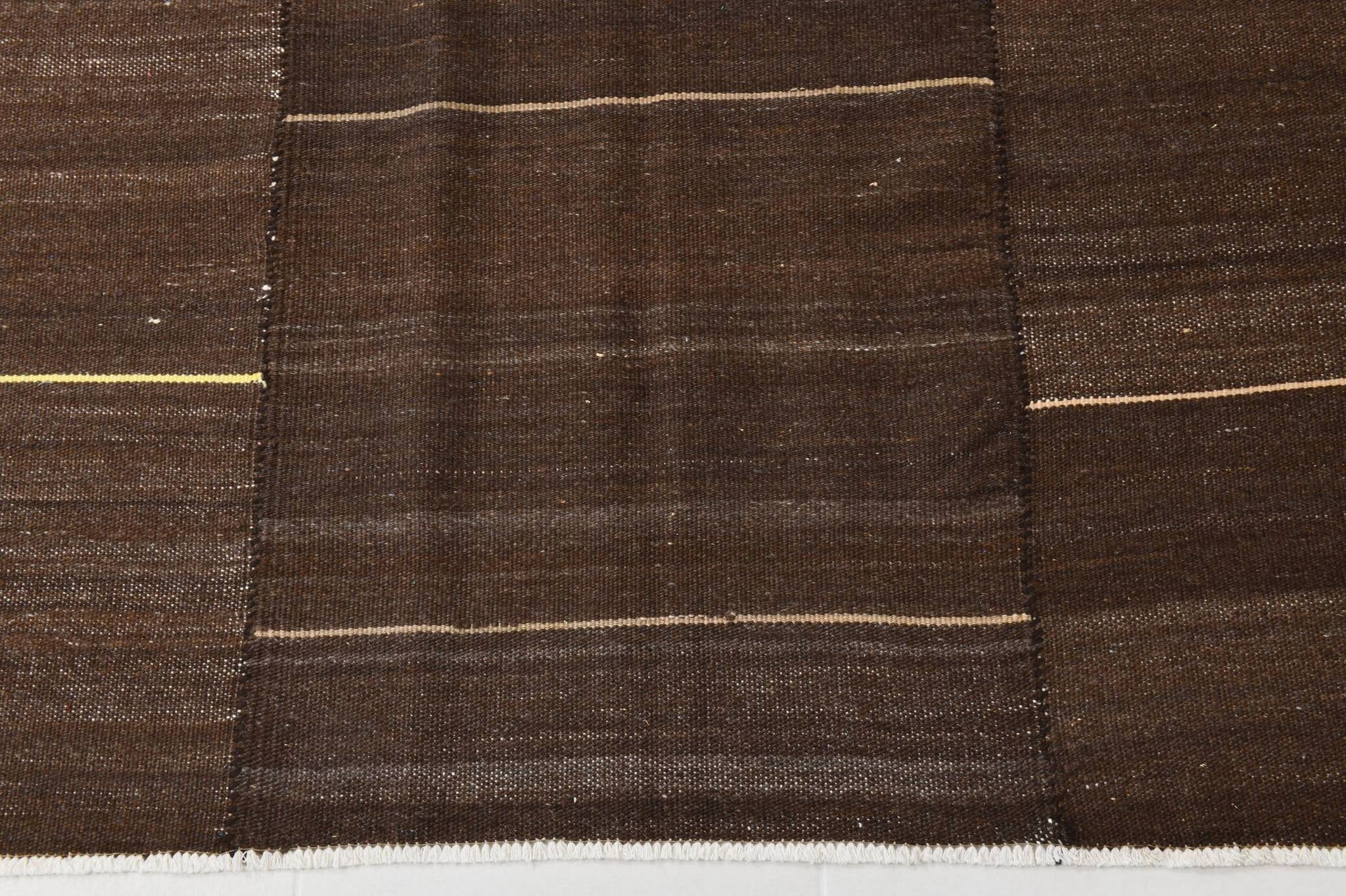 5x8 Dark Brown Ethnic Turkish Kilim Rug, 169x238Cm