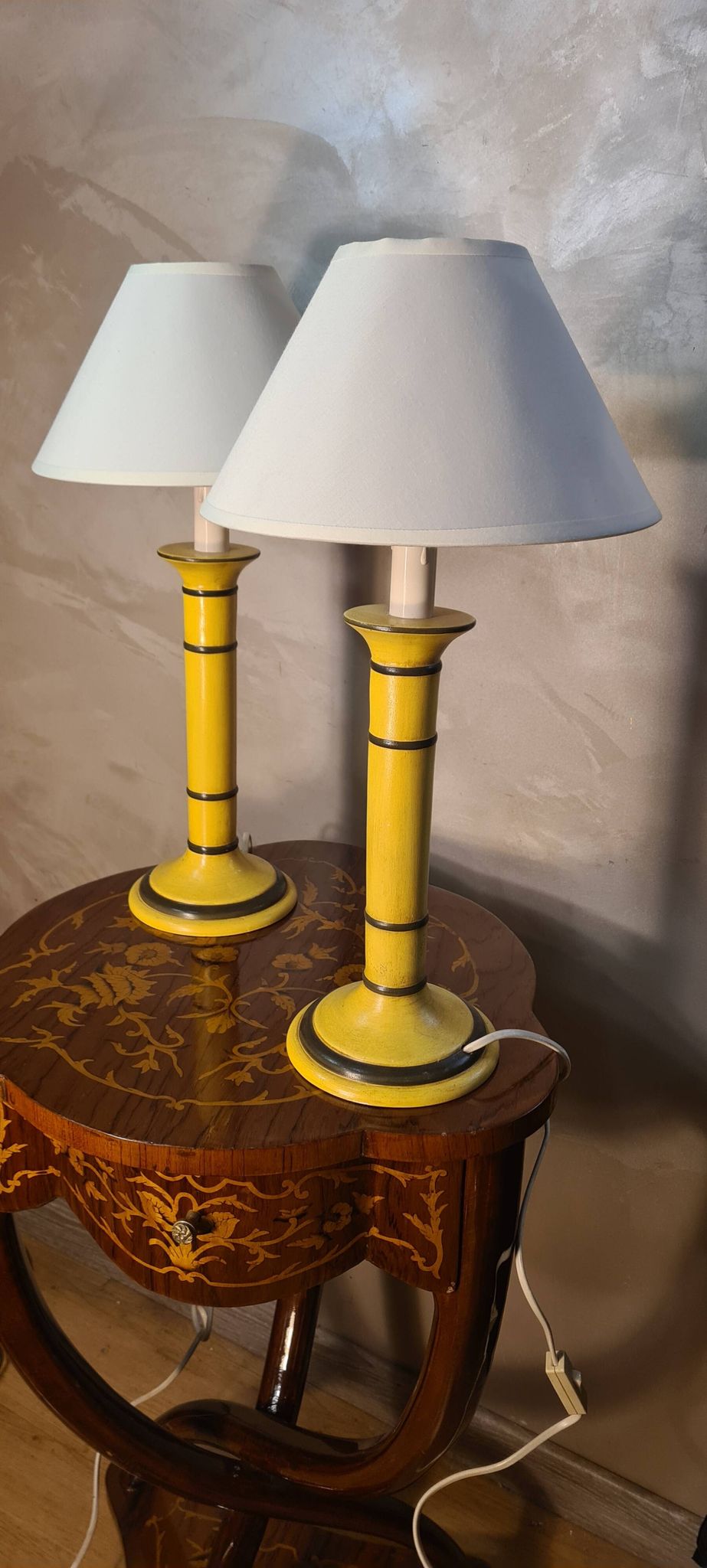 Pair of bedside lamps, signed Chaumette ceramic