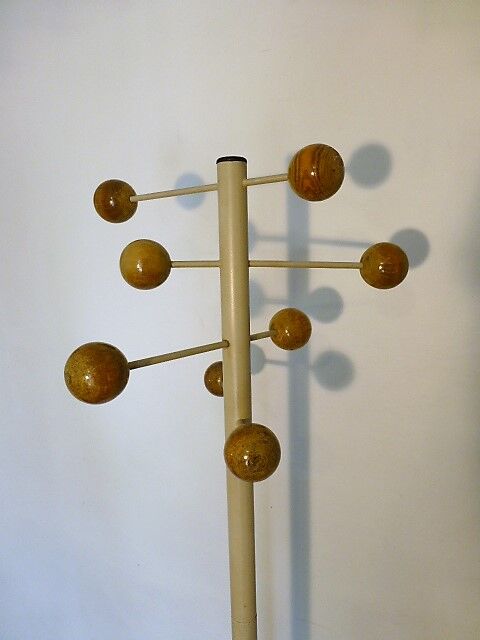 Vintage metal and wood coat holder 1960
