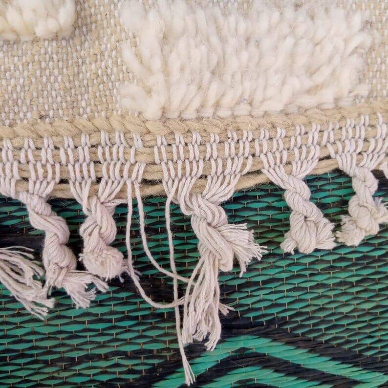 Tapis berbère en laine naturelle fait main blanche taille 140 x 260 cm