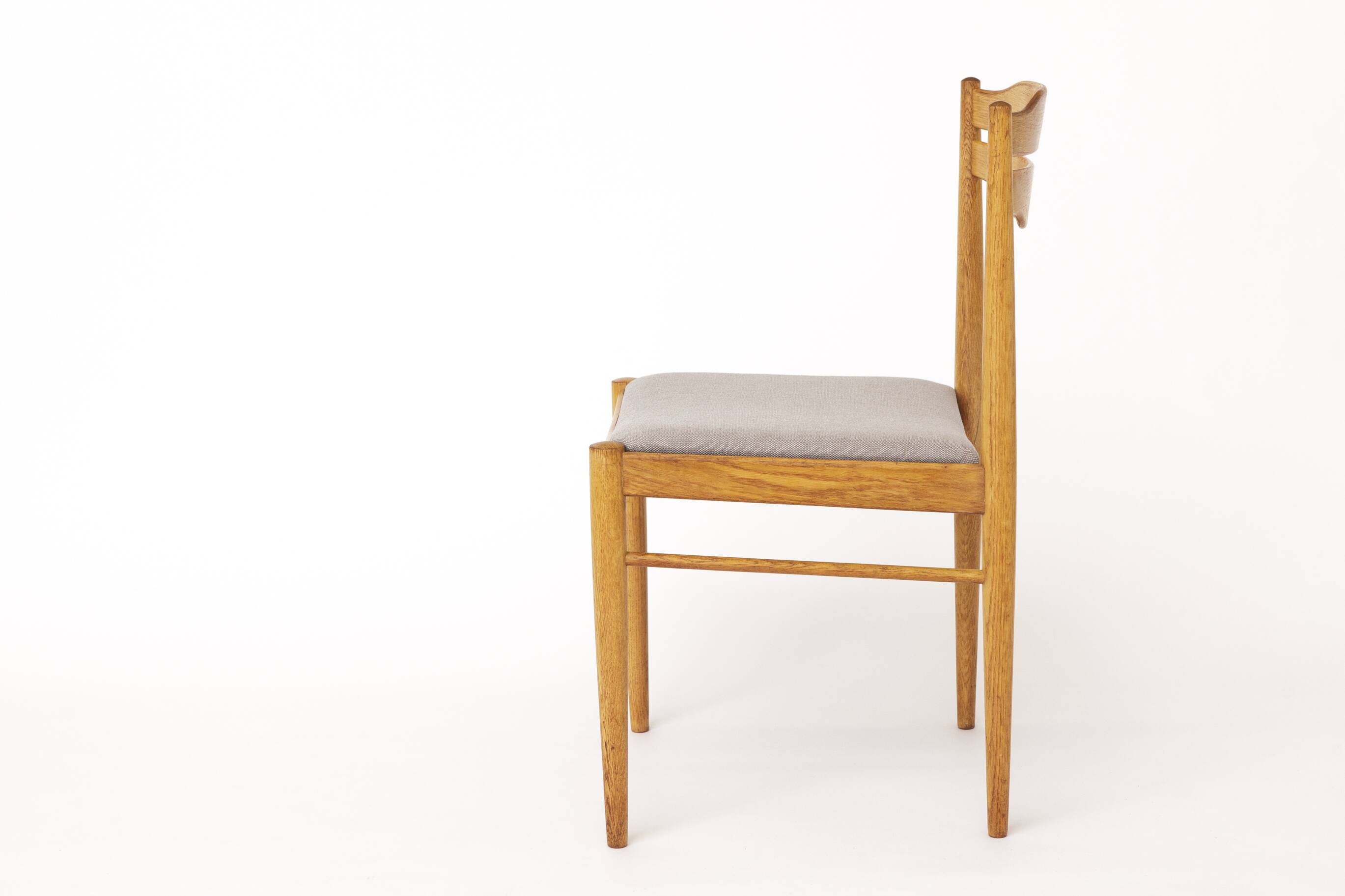 Ensemble de 6 chaises de salle à manger vintage des années 1970, chaises en hêtre et teck, milieu du siècle.