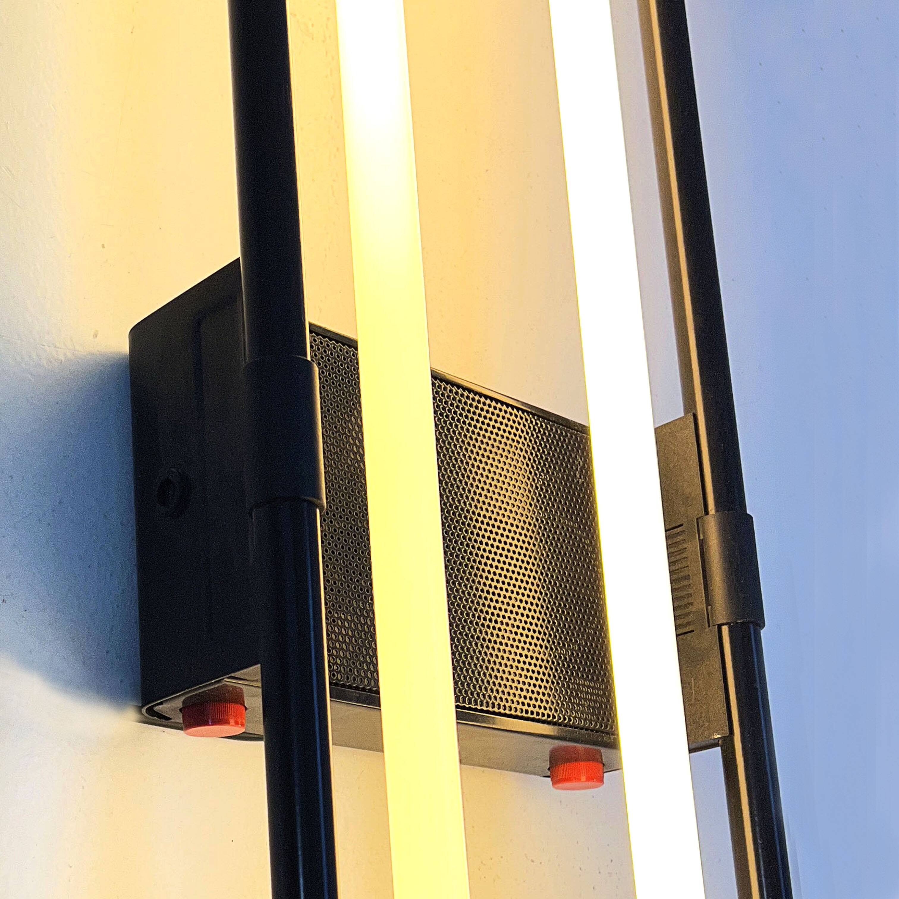 Double black neon wall light by Gian N. Gigante for Zerbetto, 1980