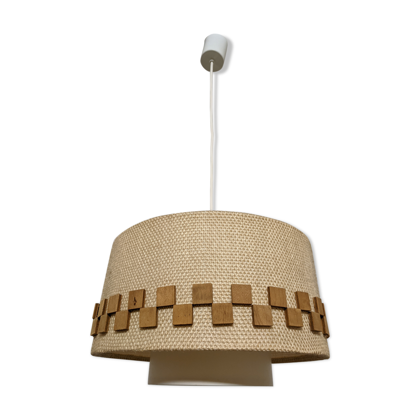 Wool and wood hanging lamp 60/70
