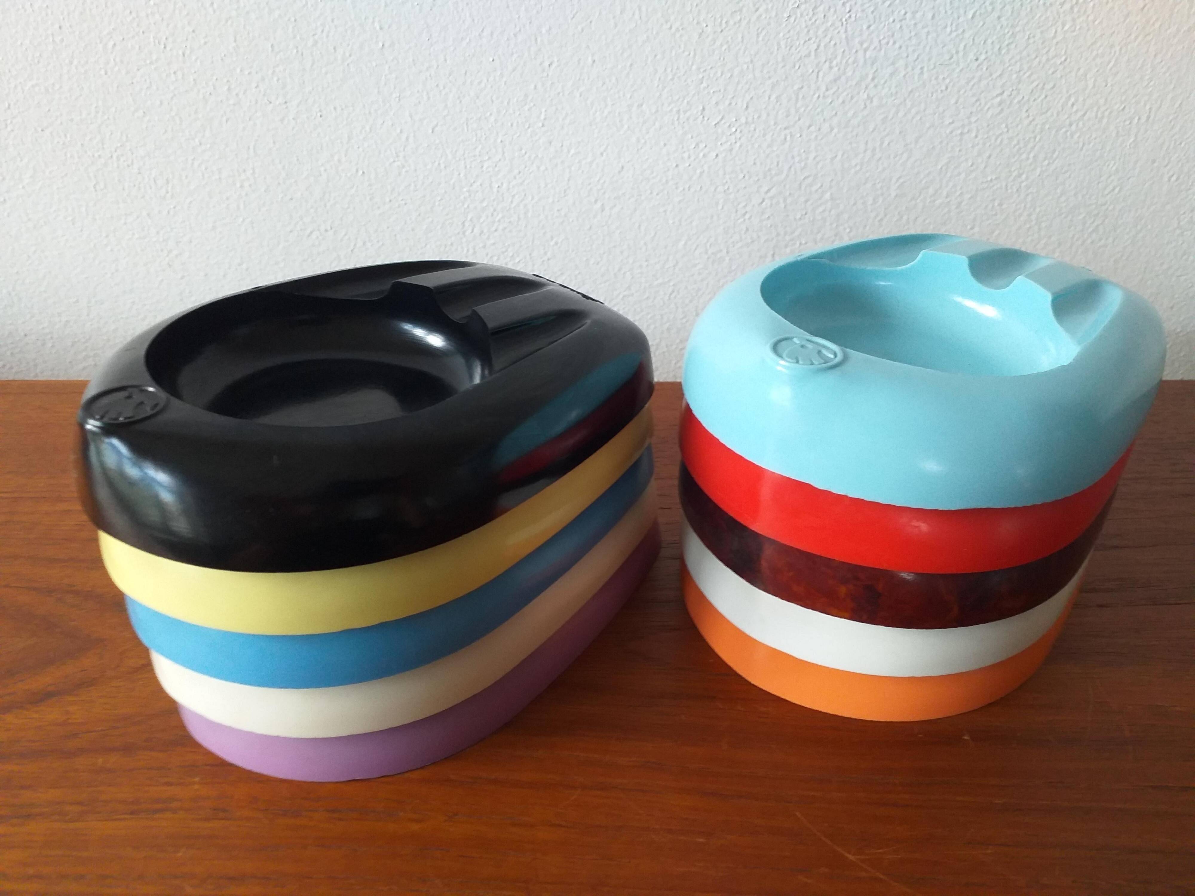 Set of Ten Unique Colored Bakelite Ashtrays, Škoda Car Manufacturer, 1950s