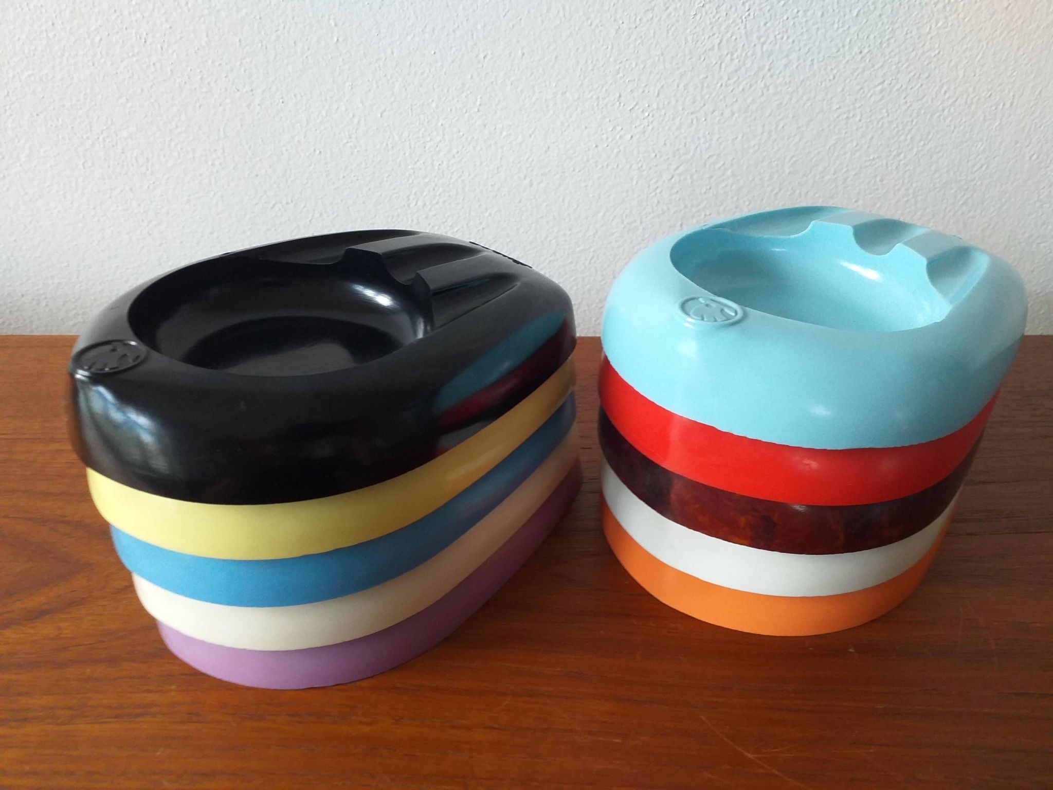 Set of Ten Unique Colored Bakelite Ashtrays, Škoda Car Manufacturer, 1950s