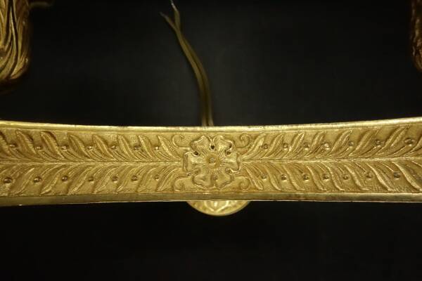 Pair of wall sconces in Restoration style, early 19th century - gilded bronze signed MENE.
