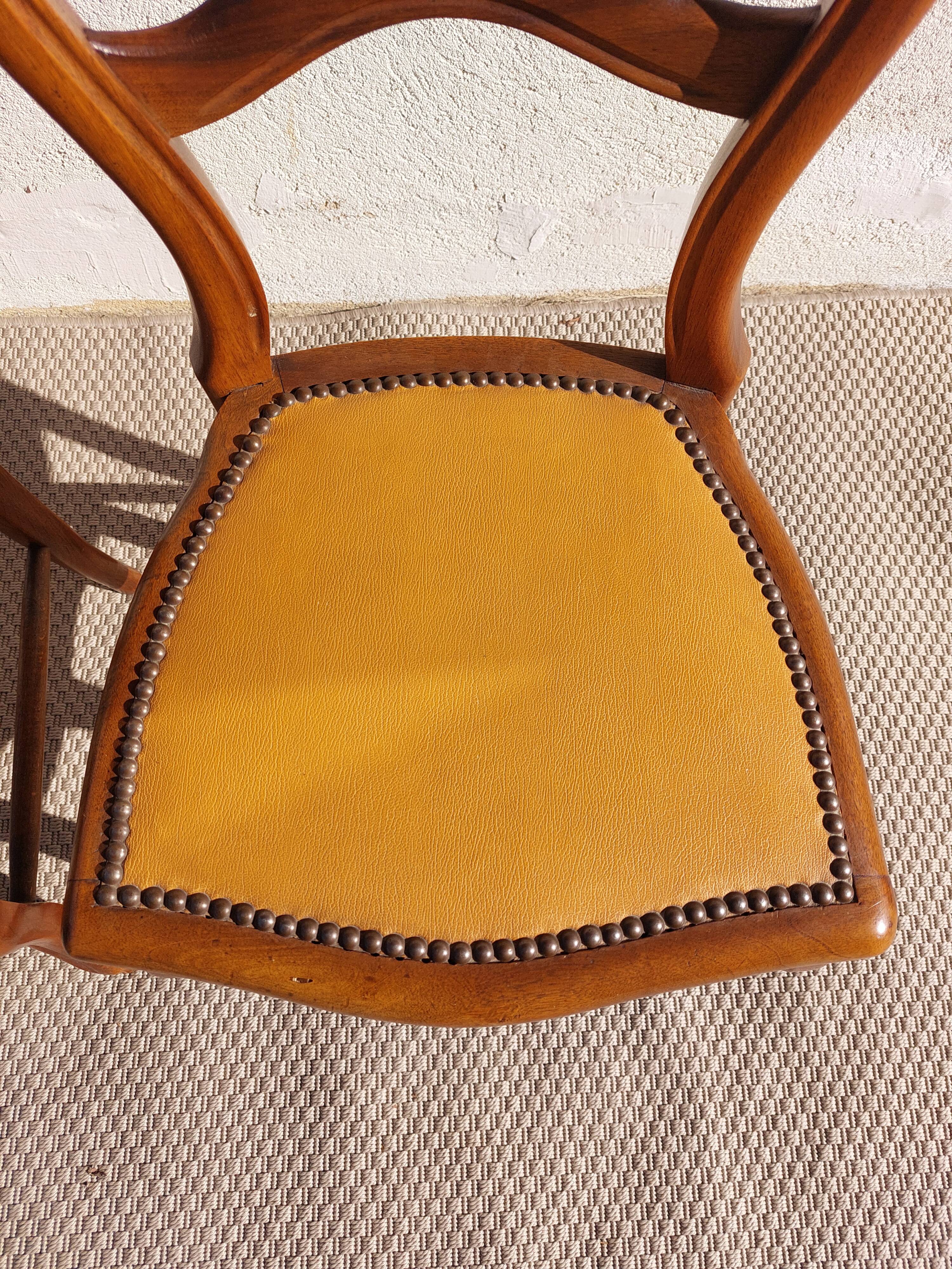 pair of Art Nouveau chairs, cane and faux leather