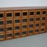 Vintage Dutch Beech Haberdashery Shop Cabinet / Vitrine, 1950s
