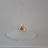 Pendant lamp in serrated opaline 40s