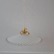 Pendant lamp in serrated opaline 40s