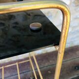Vintage side table in brass and smoked glass, 1960