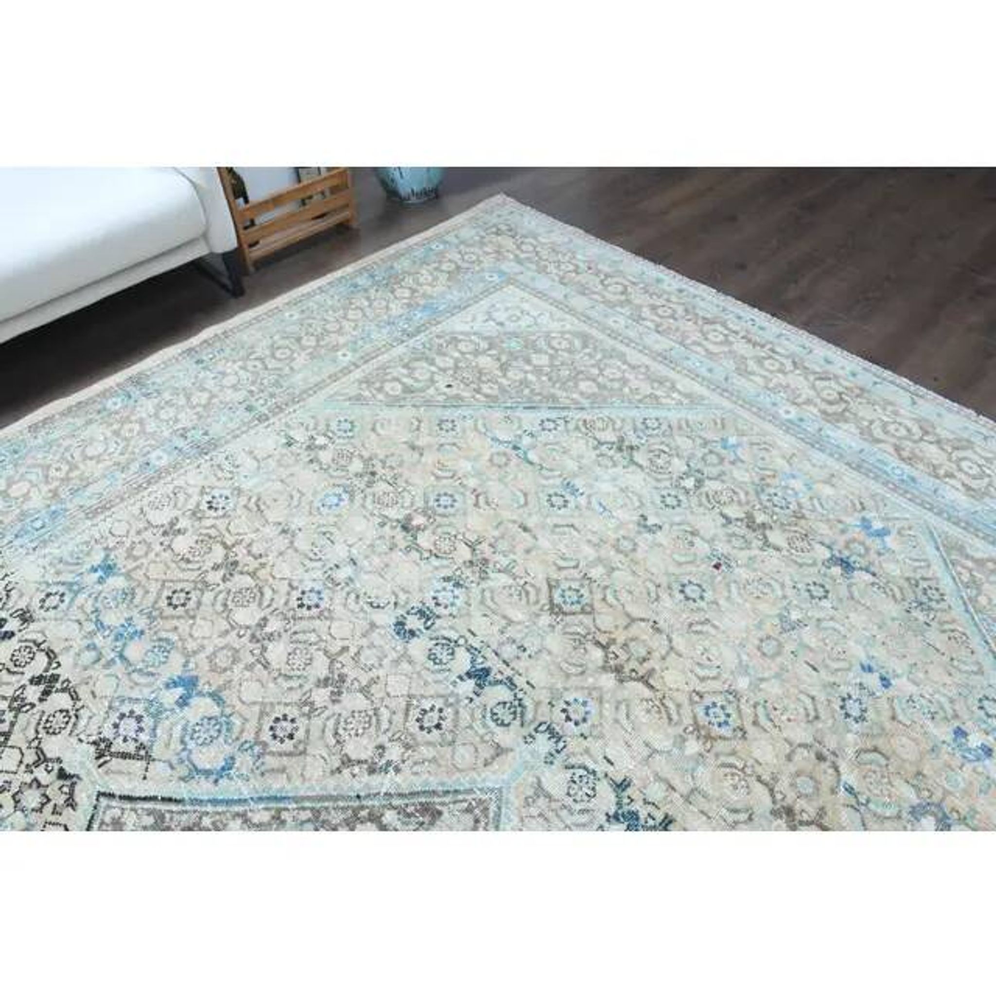 1970s Vintage Persian Handmade Wool Cotton Light Brown Area Rug 291x394