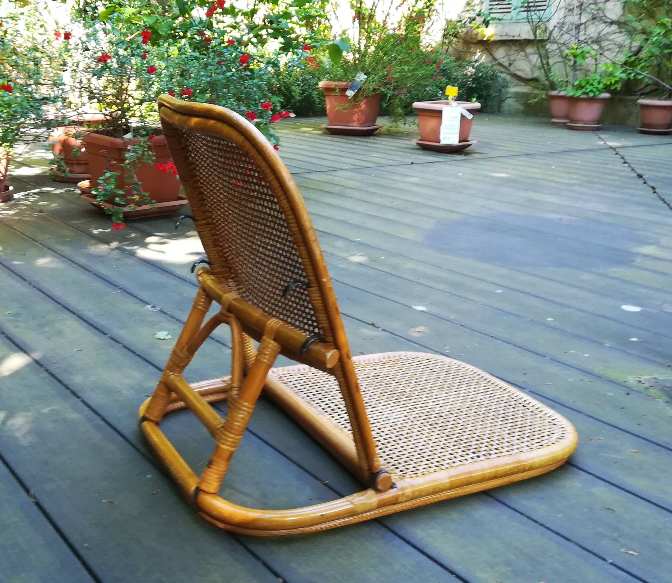 Folding rattan beach chair, USA, 1960s